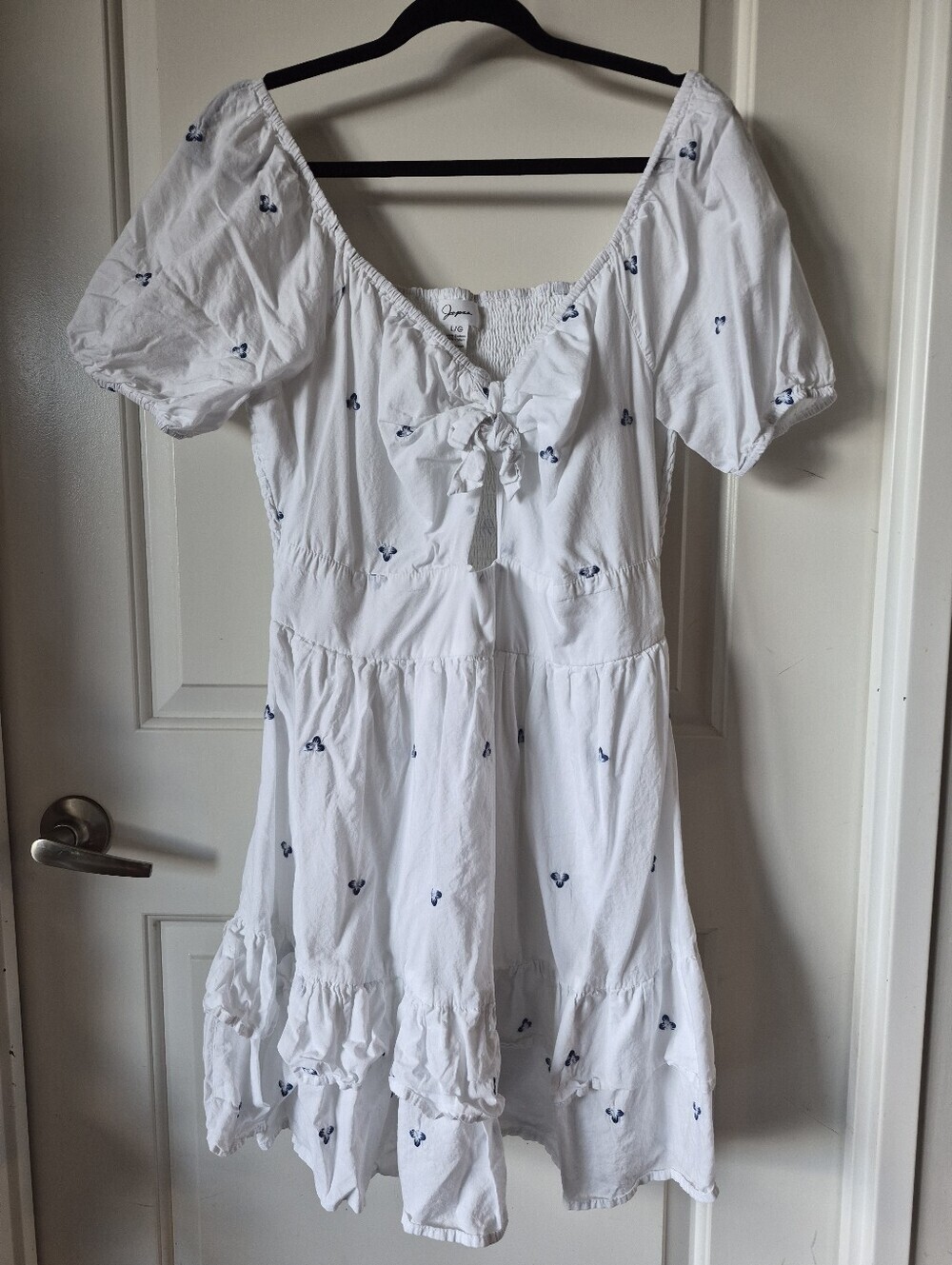 Jappa White Embroidered Mini Dress | Size Large - Picture 3 of 6